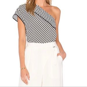 DVF One-Shoulder Striped Blouse